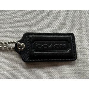 New COACH Black Leather Keychain Fob Bag Charm Hang Tag 2.5” X 1” Key Chain Q24